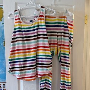 Rainbow Maternity Striped Tank Top & Pants Pajama Set - Multicolor